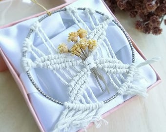 View mirror charm Women car decor Macrame hanging ornament Wedding favors for guests Macrame boho decor Modern macrame Small dreamcatcher