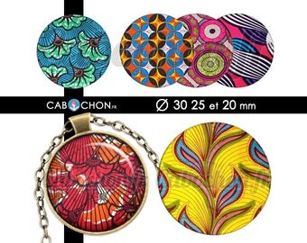 C'est la Wax ll • 45 Images Digitales RONDES 30 25 20 mm tissu africain couleurs cabochon bijoux badges batik afrique fabric wax color