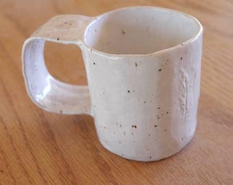 Hand built stoneware white mug : Artifact series