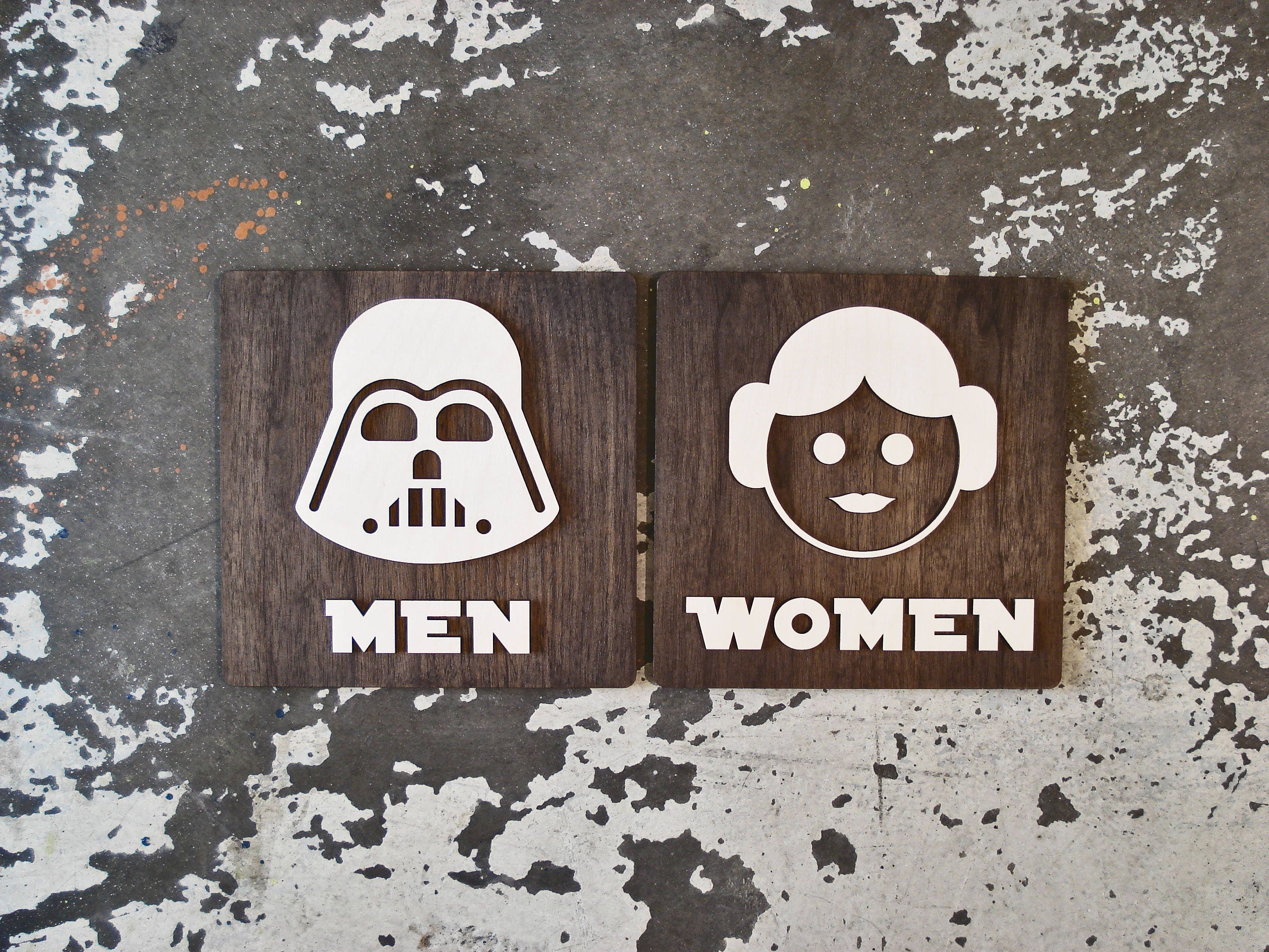 Star Wars Theme Restroom Signs Funny Bathroom Decor