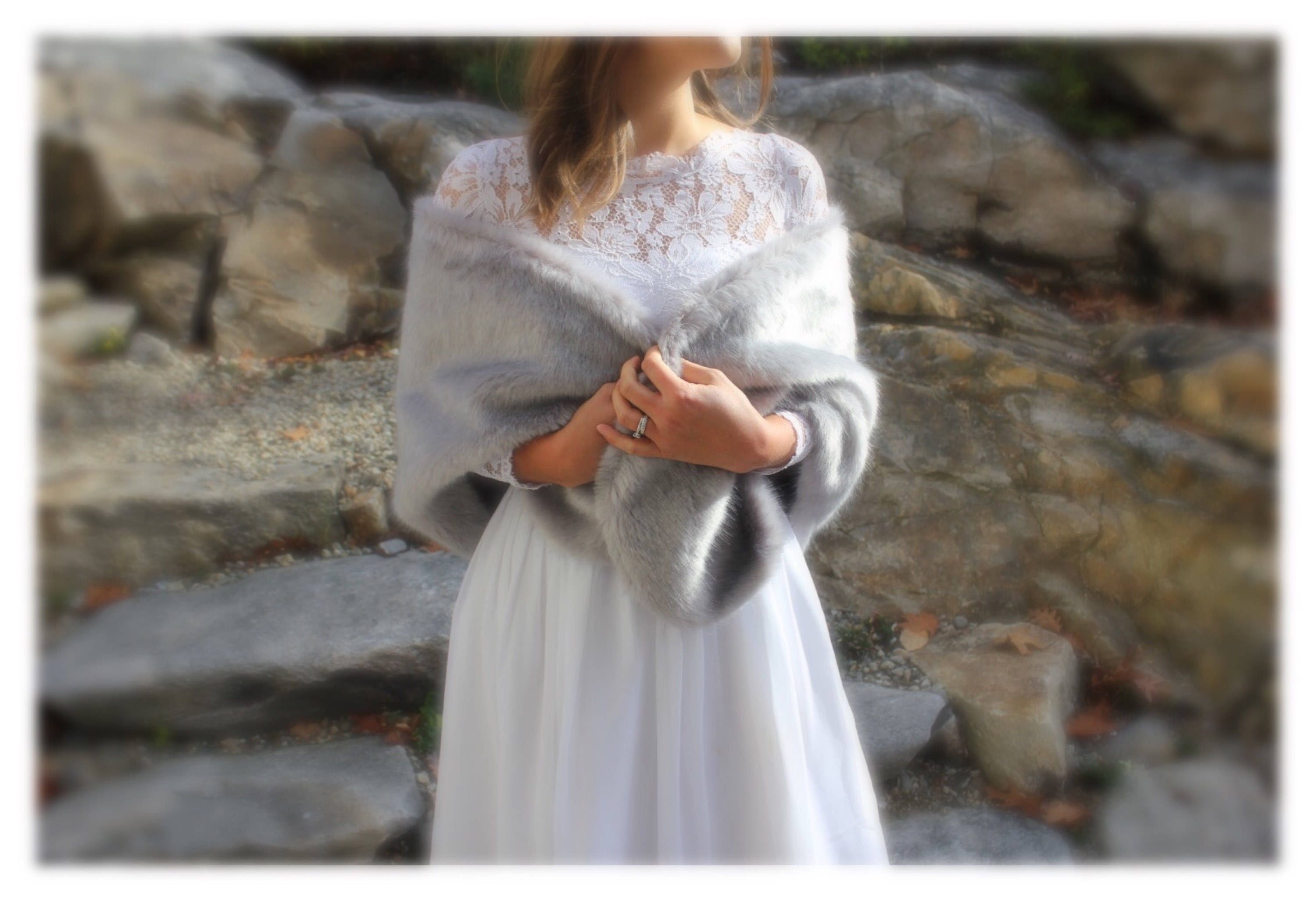 faux fur shawls for bridesmaids
