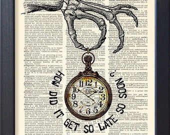 illustration skeleton hand print dictionary print art poster old book pages - Prints On Old Book Pages illustration skeleton hand print dictionary print art poster old book pages - Prints On Old Book Pages