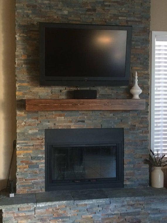 Fireplace mantel. Mantel.Floating shelf.Fireplace Mantle.TV Rustic Wall Shelf Custom hollow fireplace mantle . Look of a solid beam. Made out of wood