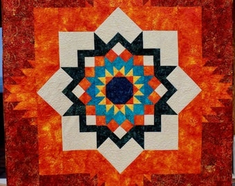 Southwest quilt pattern - Santa Fe Sunburst - throw size: 58 x 76