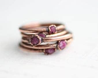 Raw Ruby Ring Copper Ring Electroformed Ring Gemstone Ring Birthstone jewelry July Birthstone