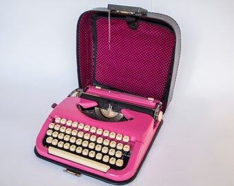 Vintage Typewriter Pink, girls room decor, wedding gift portable Typewriter / Mid Century typewriter ''60s Home Decor, writers gift