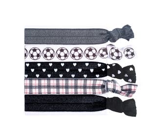 Soccer Elastic Hair Ties Love Soccer Sports Hair Tie Bracelet Ponytail Holder Soccer Gifts