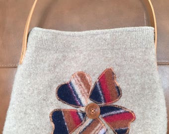 Repurposed lamb's wool bag