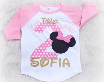 I'm Twodles - second birthday shirt - Minnie Mouse second birthday shirt - pink raglan 2nd birthday shirt - minnie 2nd birthday party
