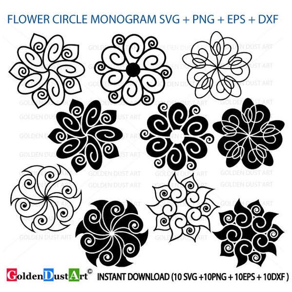 Download Flower Monogram SVG Flower circle svg Flower Mandala Files