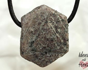 Garnet on leather strap / cotton cord (necklace)