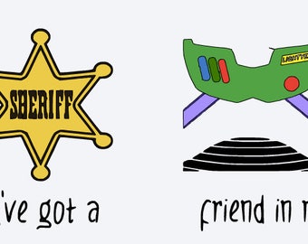 SVG, disney, toy story, buzz, woody, you've got a friend in me, sheriff badge, cut file, printable, cricut, silhouette, instant download