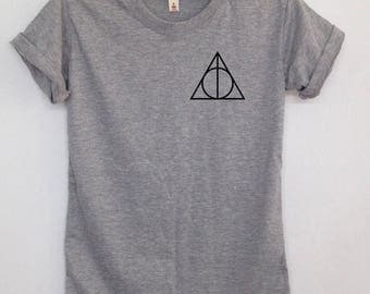 Deathly Hallows screen pocket tshirt Harry potter clothing graphic tee