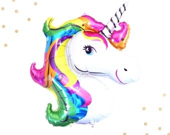 Unicorn Balloon - Large Balloon - Unicorn Head - Rainbow - Sale