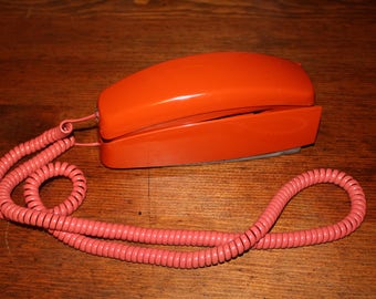 Vintage Bright Rust Orange Color Trimline Rotary Telephone