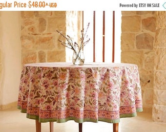 ON SALE! Tablecloth, round tablecloth, tablecloth round, floral tablecloth, printed tablecloth, boho decor, rustic kitchen, country kitchen