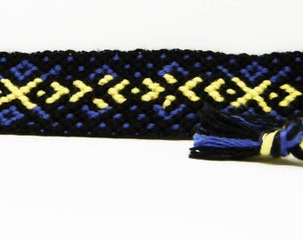 Aztec, Tribal, Hand woven, Friendship Bracelet, Funky jewelry, Handmade gift, Stocking filler, Festival, Purple, Yellow, Black, Macrame