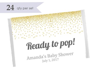 Ready to Pop Stickers- Ready to Pop Labels- About to pop stickers- about to pop baby shower- ready to pop baby shower popcorn