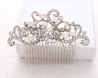 Bridal Comb - Wedding Hair Comb - Bridal Hair Pin - Bridal Hair Accessory - Rhinestone Comb - Bridal Hair Piece - Crystal Pearl Hair Comb