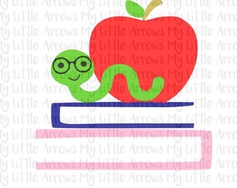 Bookworm svg - apple svg - school svg - SVG DXF EPS png files - first day of school svg - teacher svg - apple dxf - books svg