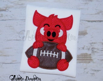 Razorback Football Mascot Applique, Machine Embroidery Design, Boy Embroidery, Arkansas Razorback, College Football, 4x4, 5x7, 6x10