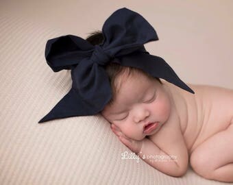 NAVY Gorgeous Wrap- headwrap; fabric head wrap; navy head wrap; boho; newborn headband; baby headband; toddler headband