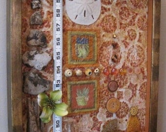 Copper Penny, 15 x 12" Original assemblage art, mixed media by Mary Bacon