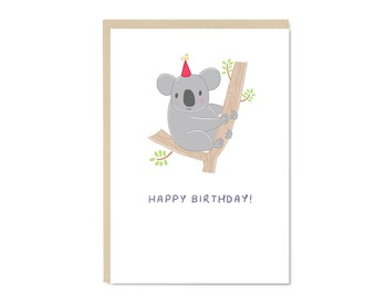 Koala Card - Happy Birthday - Illustration - Blank Inside - A6 Card