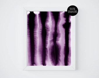purple lines watercolor painting // 8x10 // printable digital download