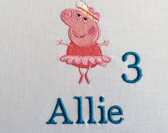 Peppa Pig, Peppa Pig Birthday, Peppa Pig Birthday Shirt, Peppa Pig Shirt, Girls Peppa Pig Shirt, Peppa Pig Tee, Embroidered
