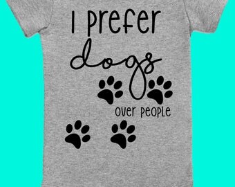 prefer dogs over people / dog lover oneise / dog lover bodysuit / babyshower gift idea / my sibling has paws onesie / funny onesies / grey