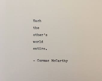 THE ROAD // Cormac McCarthy // quote poster // minimalist