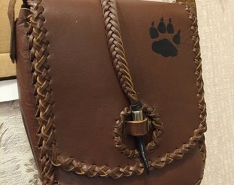 Brown, Crossbag, Handmade, Leather, Knitting Leather Bag, The Cat Paw Designed, Code:132