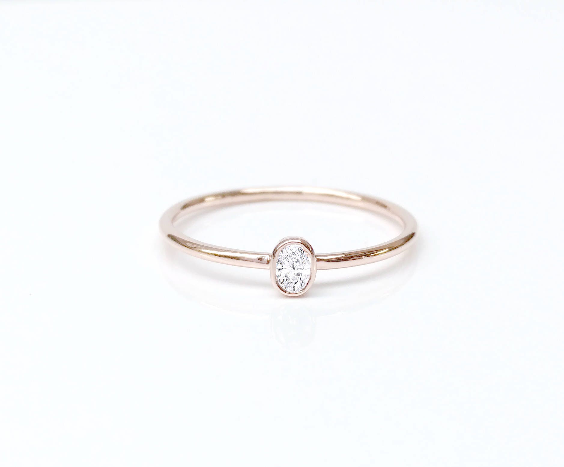 Simple Oval Diamond Engagement Ring Minimalist Oval Gold