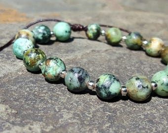 Healing Gemstone African Turquoise Mala Bracelet - 8mm Beads, Yoga Jewelry, Cute Affordable Fashion, Girly Gems, Anniversary Gift Ideas, 108