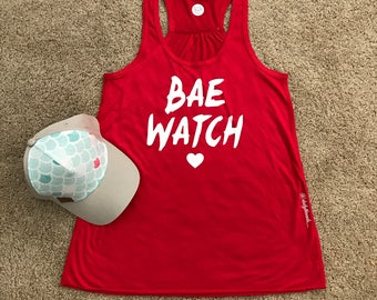 BAE WATCH Women's Red Flowy Racerback Tank