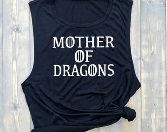 Mother of Dragons // MORE COLORS! // GOT // Bella Women's Flowy Muscle Tank Top // Khaleesi // Daenerys Targaryn // Cute Gym Shirt // Winter