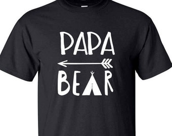 PAPA BEAR shirt - 100% cotton tee - Black red or blue ultra cotton tee - white print other prints available just ask! - Papa Bear Tshirt -