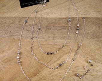 Extra Long Silver Wrap Necklace | long necklace, silver necklace, multi-strand necklace, bead necklace, layering necklace