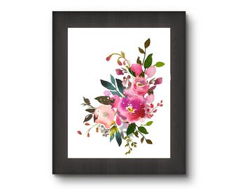 Floral printable. Floral Watercolor download. Digital flowers.