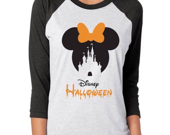 Disney CASTLE halloween SHIRT, Disney Halloween baseball tee, Disney inspired, Minnie Halloween shirt, Mickey's not so scary halloween party