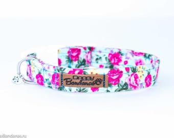 Floral Dog Collar Vintage Flowers Dog Collar Fancy Girl Dog Collar Female Cute Dog Collar Preppy Girly Dog Collar Spring Provence Dog Collar