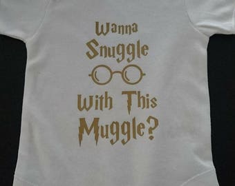 Snuggle Muggle BabyGrow, Funny BabyGro, Bodysuit, Geek Gift, Baby Clothes, Baby Gift, Hogwarts, Harry Potter, Baby Shower, Fiver Friday