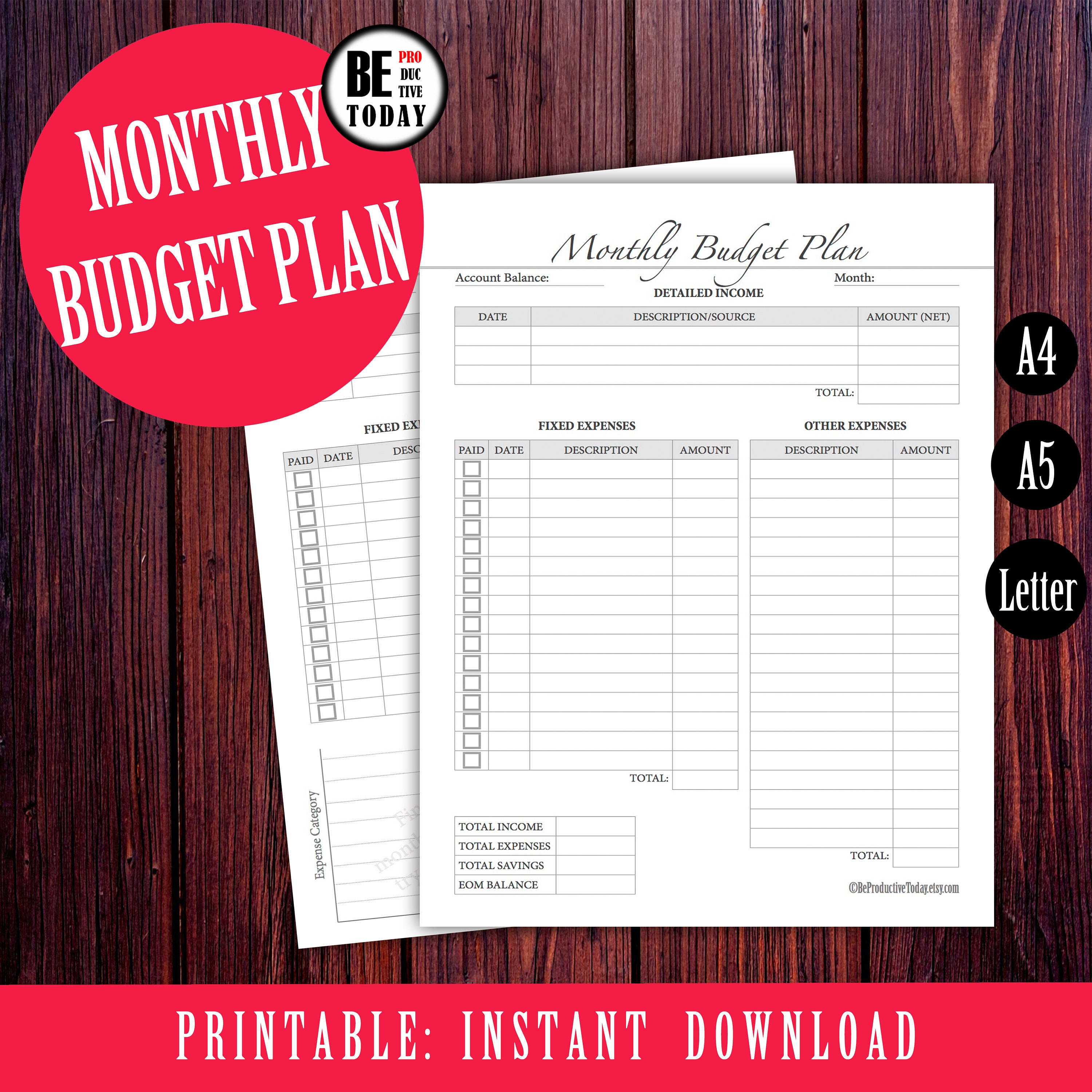 monthly budget planner book template