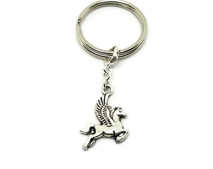 Pegasus Keychain, Flying Horse Key Chain, Stocking Stuffer, Gifts Under 5, Unique Birthday Gift, Gift for Her, One of a Kind Keychain