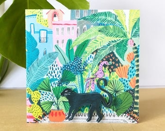 Jungle Panther Greetings Card, 3D card, Birthday Card, Blank greetings card.