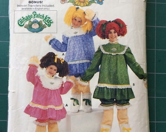 Butterick 6919 Cabbage Patch Kids Costume, Vintage Sewing Pattern 1984 - CUT - Kids / Children's / Girls Size Medium, w iron on transfers