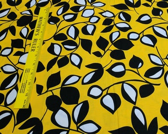Laughing Leaf-Black and Yellow Cotton Fabric from Michael Miller