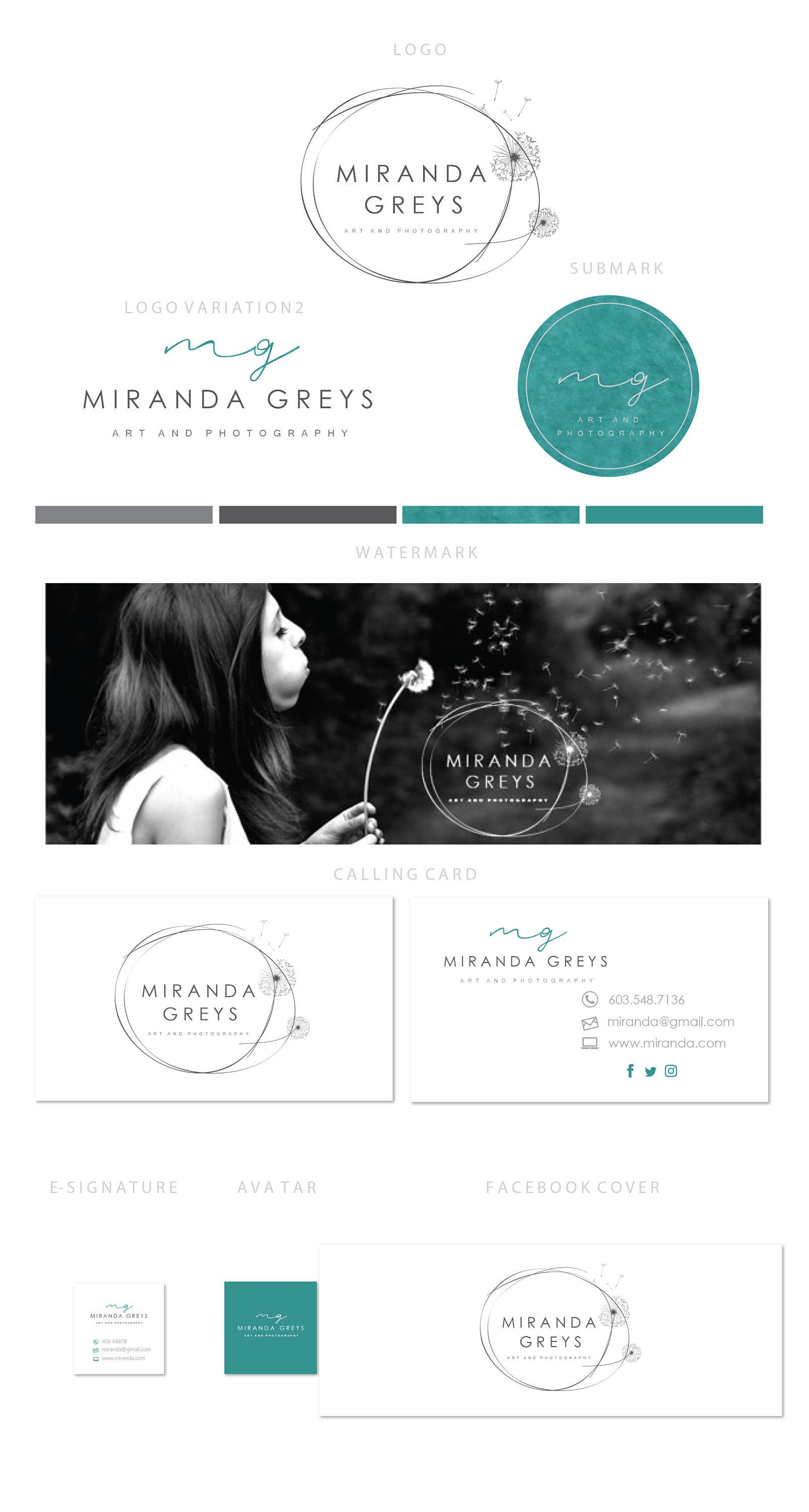 Branding kit logo design Silver logo design Premade