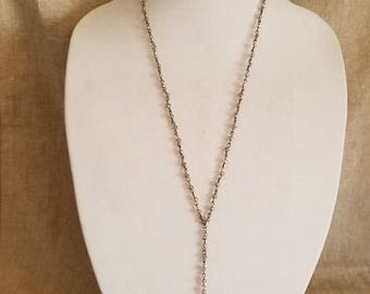 Swarovski Crystal Long necklace Silver Chain Bezel Crystal